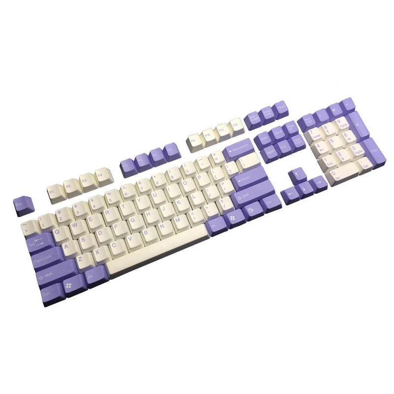 Tai-Hao 104 Keys-Double Shot Keycap + 1 Keys Puller - White/Dark purple - أكسسوار لوحة مفاتيح